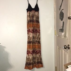 Crystal Candy dress in burnt orange, red & browns